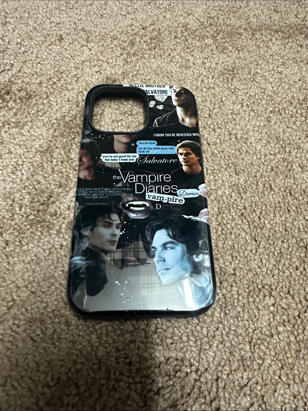 Vampire Diaries Damon Salvatore Black Decorative IPhone 14ProMax Case